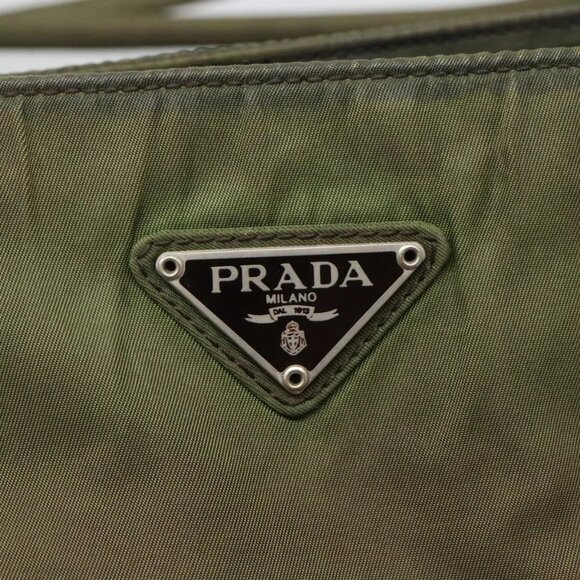 PRADA Shoulder Bag Nylon Khaki Silver Auth - Picture 13 of 16